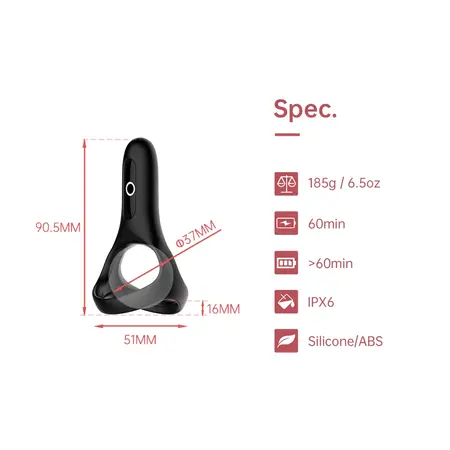 Magic Motion Rise Black - Double Intimate Ring with App Control