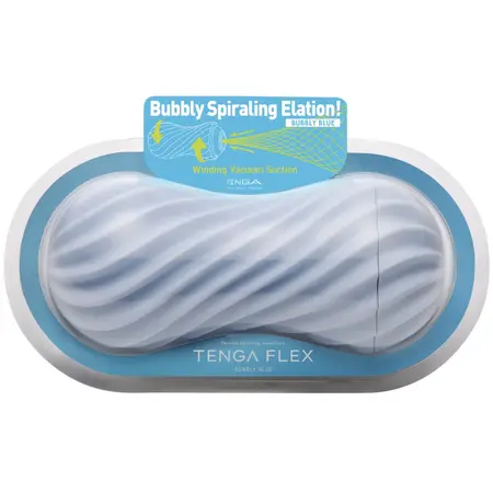 Tenga Flex II Bubbly Blue - Spiral-Textured Reusable Intimate Device