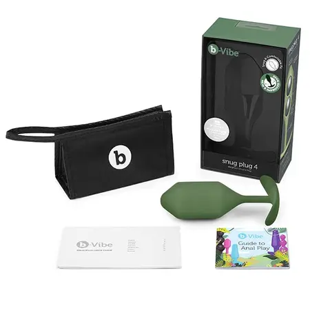 b-Vibe Snug Plug 4 Weighted Silicone Anal Model Army Green 257g 4.3x14cm