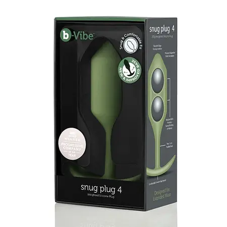 b-Vibe Snug Plug 4 Weighted Silicone Anal Model Army Green 257g 4.3x14cm