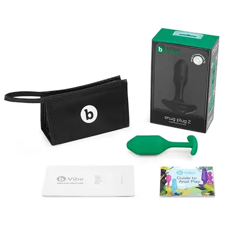 b-Vibe Snug Plug 2 Green Weighted Silicone Intimate Trainer 114g 3x11.4cm