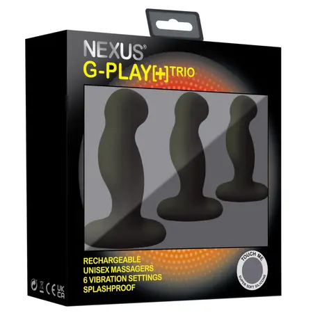 Nexus G-Play Trio Plus Black - 3-Piece Rechargeable Silicone Set