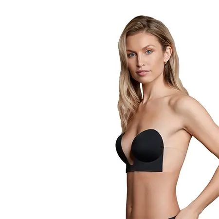 Bye Bra Seamless U-Style Strapless Bra Cup E Black - Invisible Finish