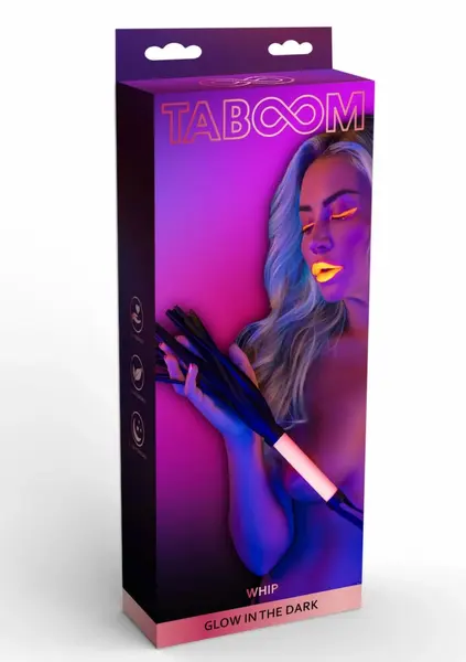 Glow in the Dark светещ камшик от еко кожа, черен, 45 см