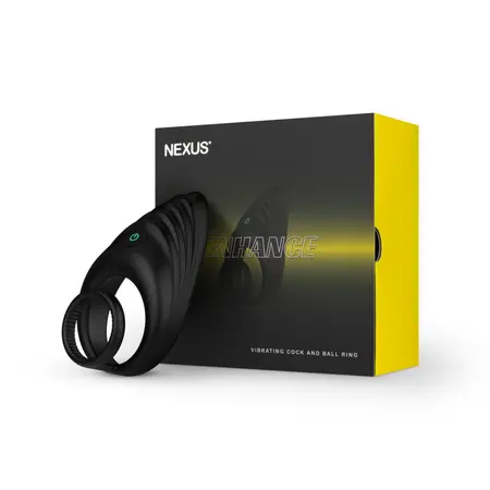 Nexus Enhance Rechargeable Dual Vibrating Intimate Ring - Black Silicone