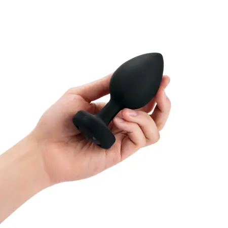 b-Vibe Vibrating Jewel Plug XXL Black - 15 Modes, USB Rechargeable, 12.2 cm