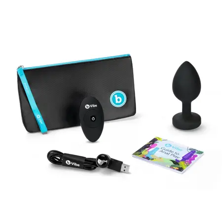 b-Vibe Vibrating Jewel Plug XXL Black - 15 Modes, USB Rechargeable, 12.2 cm