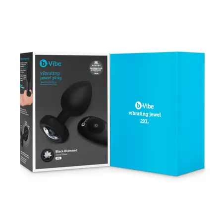 b-Vibe Vibrating Jewel Plug XXL Black - 15 Modes, USB Rechargeable, 12.2 cm