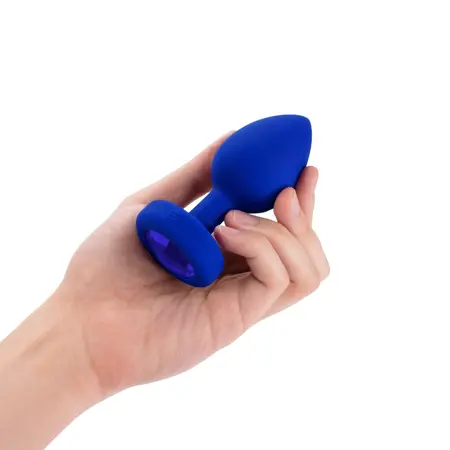 b-Vibe Vibrating Jewel Plug L/XL Navy - Silicone, Rechargeable, 15 Modes