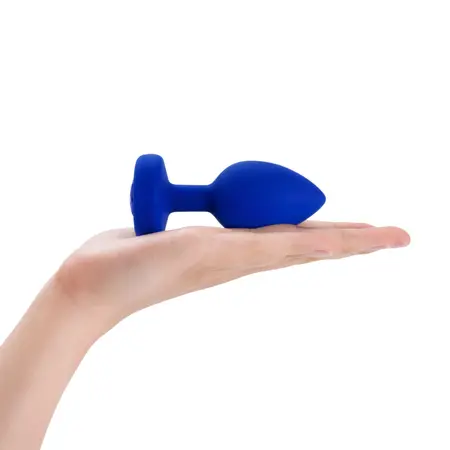 b-Vibe Vibrating Jewel Plug L/XL Navy - Silicone, Rechargeable, 15 Modes