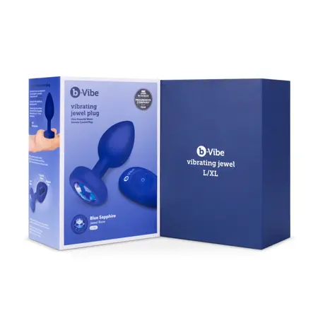 b-Vibe Vibrating Jewel Plug L/XL Navy - Silicone, Rechargeable, 15 Modes
