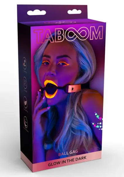 TABOOM Glow in the Dark Ball Gag Adjustable Silicone Black