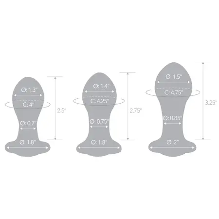 Glas Bling Bling Glass Anal Training Kit 3-Piece - Graduated Sizes