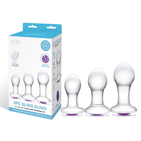 Glas Bling Bling Glass Anal Training Kit 3-Piece - Graduated Sizes