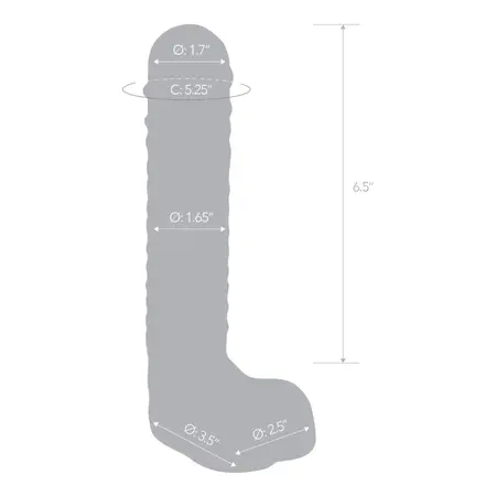 Glas Ribbed Glass Intimate Device 8” - Textured, Transparent, G-Spot Curve