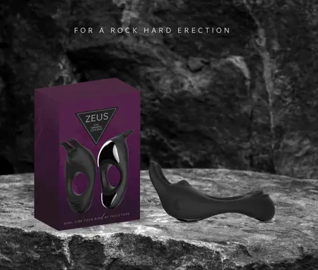 FeelzToys Zeus Black Dual Motor Silicone Intimate Ring, Waterproof