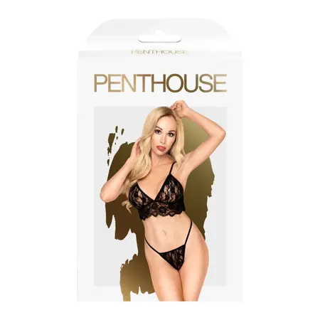 Penthouse Double Spice Black Bralette Set M/L - Lace Two-Piece Lingerie