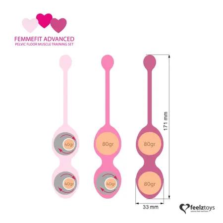 FeelzToys FemmeFit Advanced Pelvic Muscle Training Set 3 pcs - Silicone Weighted Balls
