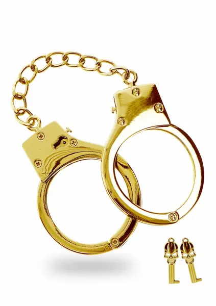 Ouch! Gold Plated Adjustable Bondage Handcuffs with Keys & Pouch