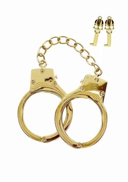 Ouch! Gold Plated Adjustable Bondage Handcuffs with Keys & Pouch