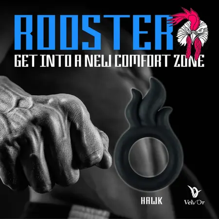 Velv'Or Rooster Hawk Silicone Ring - Flame Design, Universal Size