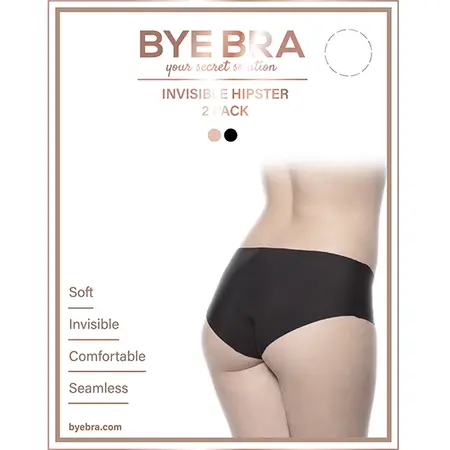 Bye Bra Invisible Panties XL - Nude & Black Seamless 2-Pack Comfort Fit
