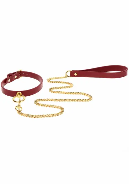 TABOOM O-Ring Collar & Chain Leash Vegan Leather Adjustable Black