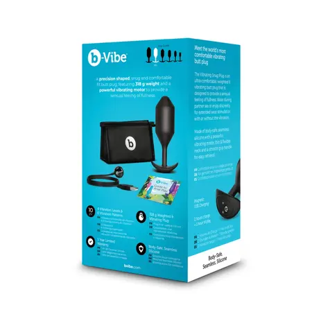 b-Vibe Vibrating Snug Plug 5 Black - Weighted Silicone Plug XL 318g