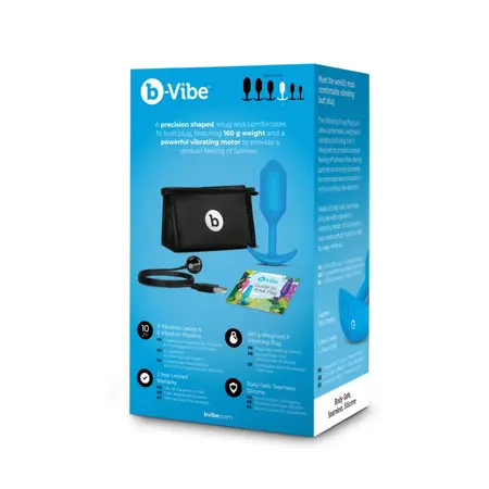 b-Vibe Vibrating Snug Plug 3 Blue - Weighted Silicone Model 160g