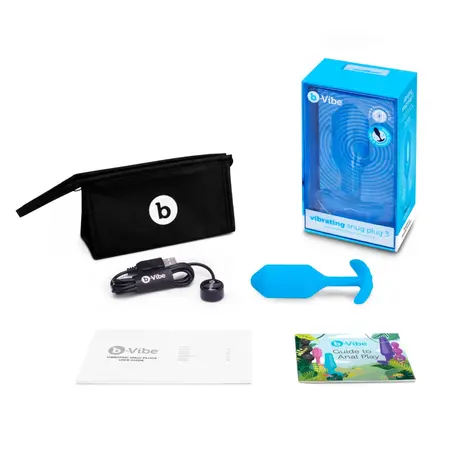 b-Vibe Vibrating Snug Plug 3 Blue - Weighted Silicone Model 160g