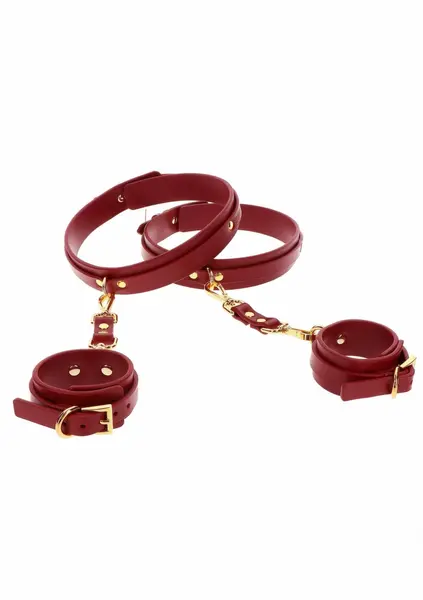 TABOOM Wrist to Thigh Cuff Set Vegan Leather Adjustable Black