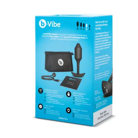 b-Vibe Vibrating Snug Plug 2 Black - Weighted Silicone Model, 112g