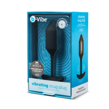 b-Vibe Vibrating Snug Plug 2 Black - Weighted Silicone Model, 112g