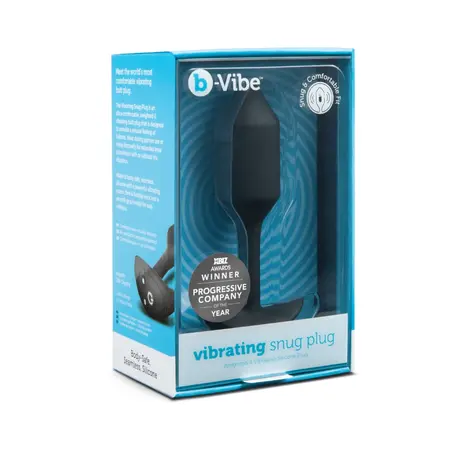 b-Vibe Vibrating Snug Plug 2 Black - Weighted Silicone Model, 112g
