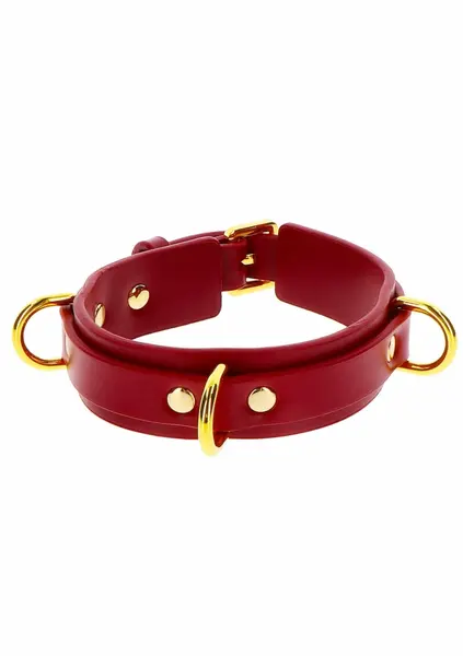 TABOOM D-Ring Collar Deluxe Adjustable Black Vegan Leather
