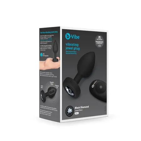 b-Vibe Vibrating Jewel Plug M/L Black Diamond - Silicone, 15 Modes