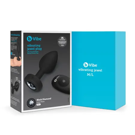 b-Vibe Vibrating Jewel Plug M/L Black Diamond - Silicone, 15 Modes