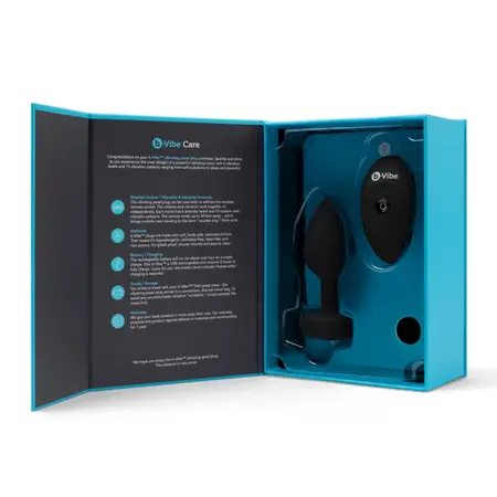 b-Vibe Vibrating Jewel Plug M/L Black Diamond - Silicone, 15 Modes