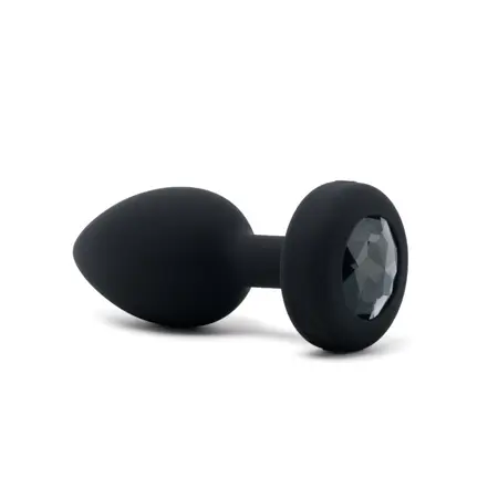 b-Vibe Vibrating Jewel Plug M/L Black Diamond - Silicone, 15 Modes
