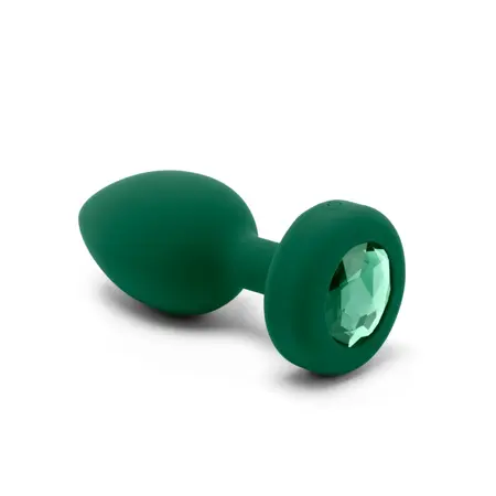 b-Vibe Vibrating Jewel Plug M/L Emerald - Silicone, 15 Modes, USB Rechargeable