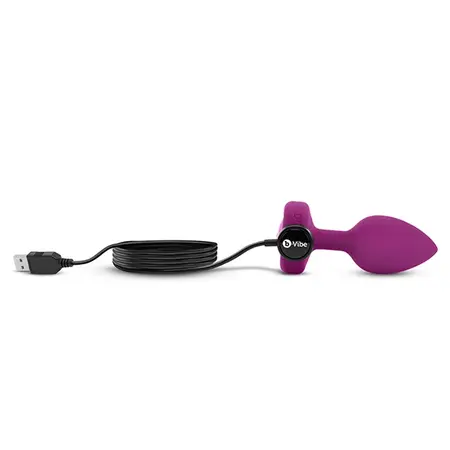b-Vibe Vibrating Jewel Plug S/M Pink Ruby Silicone, 15 Modes, USB