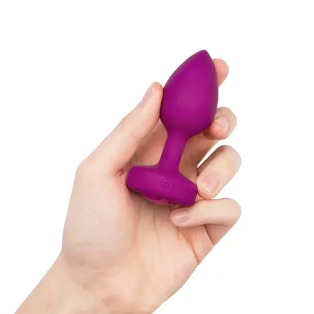 b-Vibe Vibrating Jewel Plug S/M Pink Ruby Silicone, 15 Modes, USB