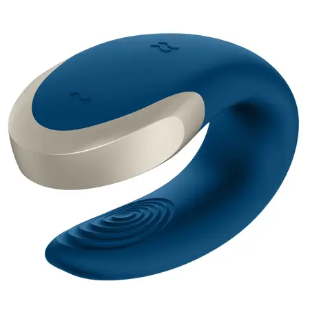 Satisfyer Double Love Blue - App-Controlled Couples Device, Waterproof, Metal Detail