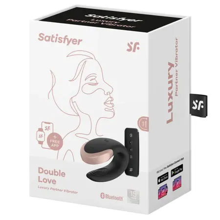 Satisfyer Double Love Black - App-Controlled Couples Device, Waterproof