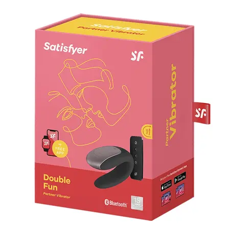 Satisfyer Double Fun Black Couples Device, Dual Motors, App Control