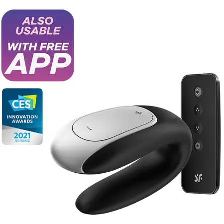 Satisfyer Double Fun Black Couples Device, Dual Motors, App Control