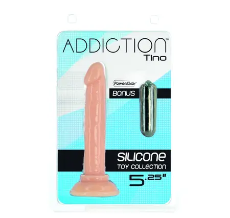 Addiction Tino Straight Silicone Model 13cm with PowerBullet, Black