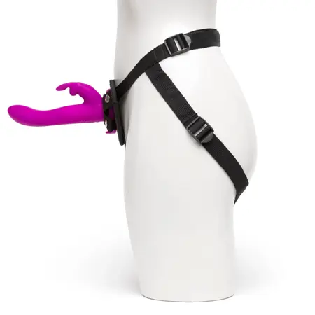 Happy Rabbit Vibrating Strap-On Harness Kit Purple Silicone 15 Modes