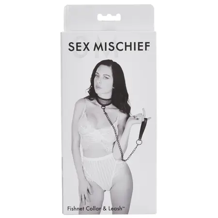 Sportsheets S&M Fishnet Adjustable Collar with Leash, 62 cm, Black