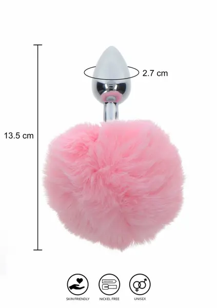 TABOOM Bunnytail Plug Pink - Aluminum Model with Faux Tail, Small Size